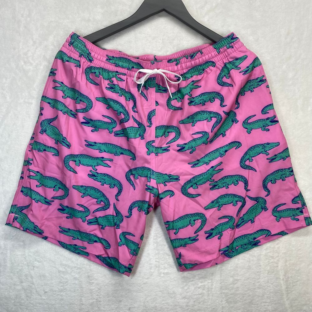 New Chubbies Pink Alligator Print Swim Trunks Board Shorts Summer Beach Wear XL - Picture 1 of 9